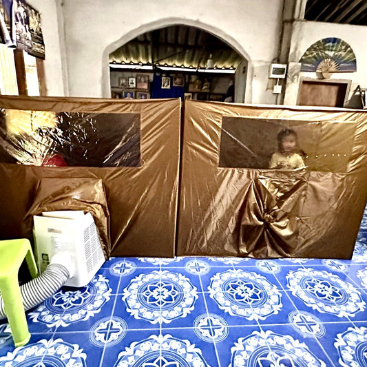 แอร์เคลื่อนที่ 9000 BTU พร้อมมุ้งแอร์สีน้ำตาล รุ่นใหม่ 4/5/6 ฟุต