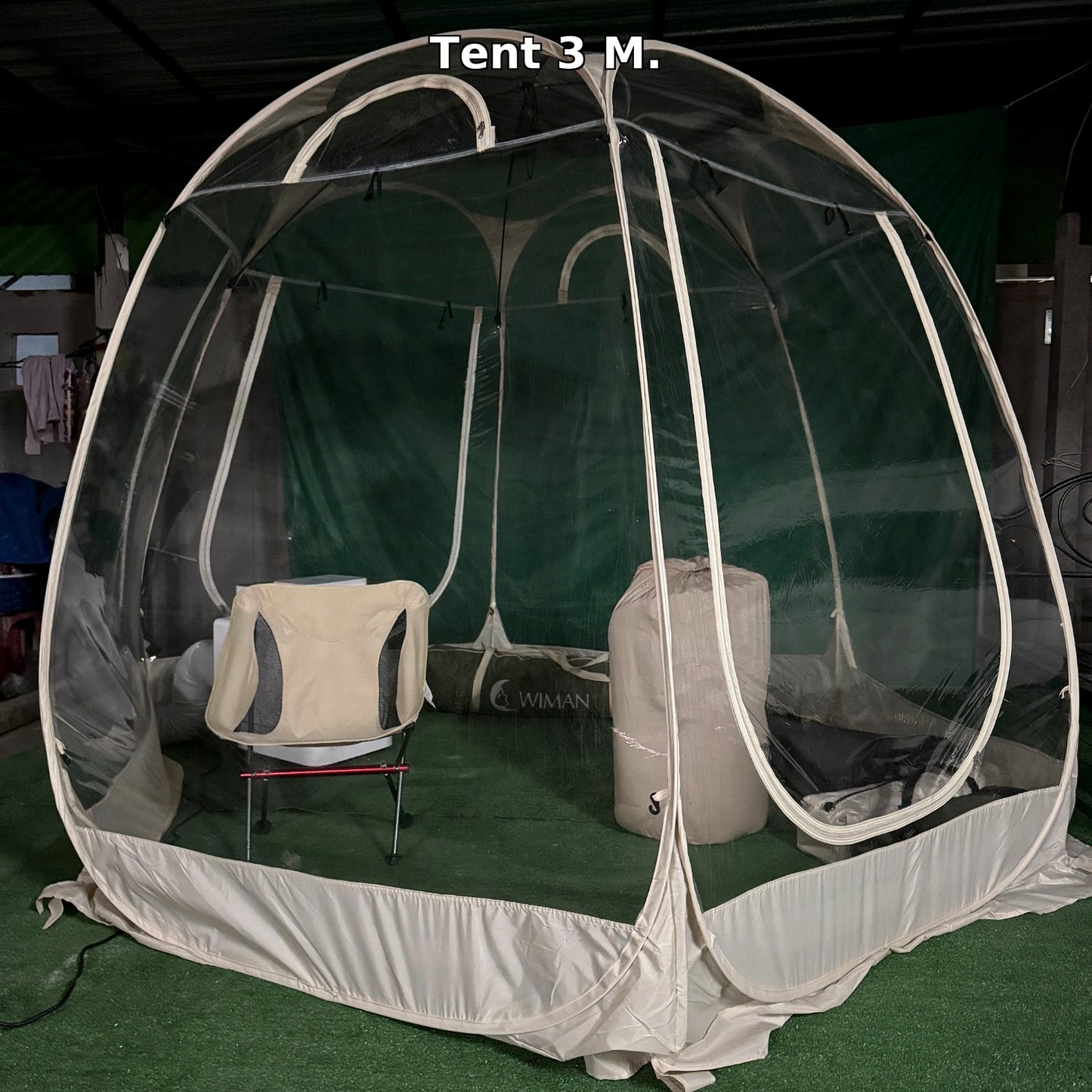 WIMAN โดมใส (Clear Dome Tent) — 3 m / 3.5 m กางง่ายด้วยสปริง