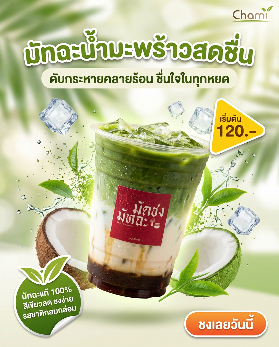 Chami Matcha มัทฉะผงแท้ 100% ราคาโรงงาน จัดส่งฟรี ราคาพิเศษ - วิมานแอร์ Wiman Air [matcha4]