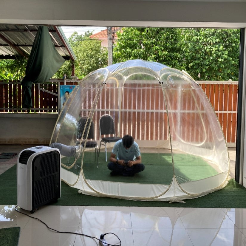 WIMAN แอร์พกพา + เต็นท์โดมใส (3000–18000 BTU, 3m/3.5m) เย็นเร็ว ประหยัดไฟ ควบคุมอุณหภูมิได้ มาตรฐาน จัดส่งฟรี - วิมานแอร์ Wiman Air [wiman-clear-dome-patient4]
