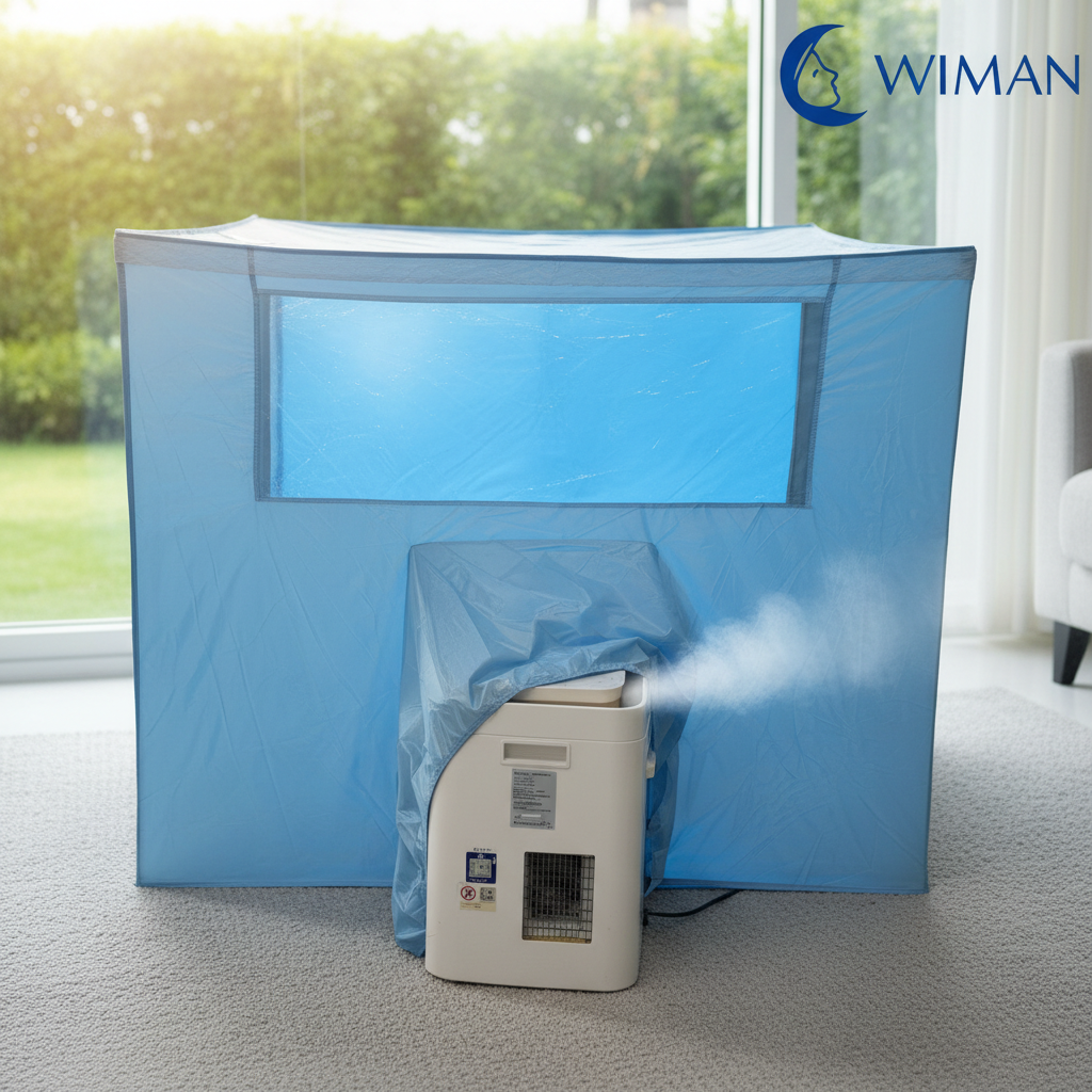 มุ้งแอร์สีฟ้า 4/5/6 ฟุต กักเก็บความเย็นดี ระบายอากาศดี กันยุงแน่น เหมาะห้องนอน/สนาม ราคาพิเศษ คุณภาพสูง - วิมานแอร์ Wiman Air [สำเนาของ 9000wimanwith blue tent1]